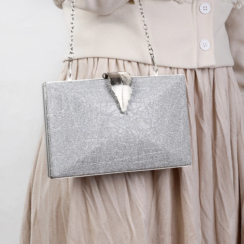 Blue Black Gold Pu Leather Solid Color Square Evening Bags