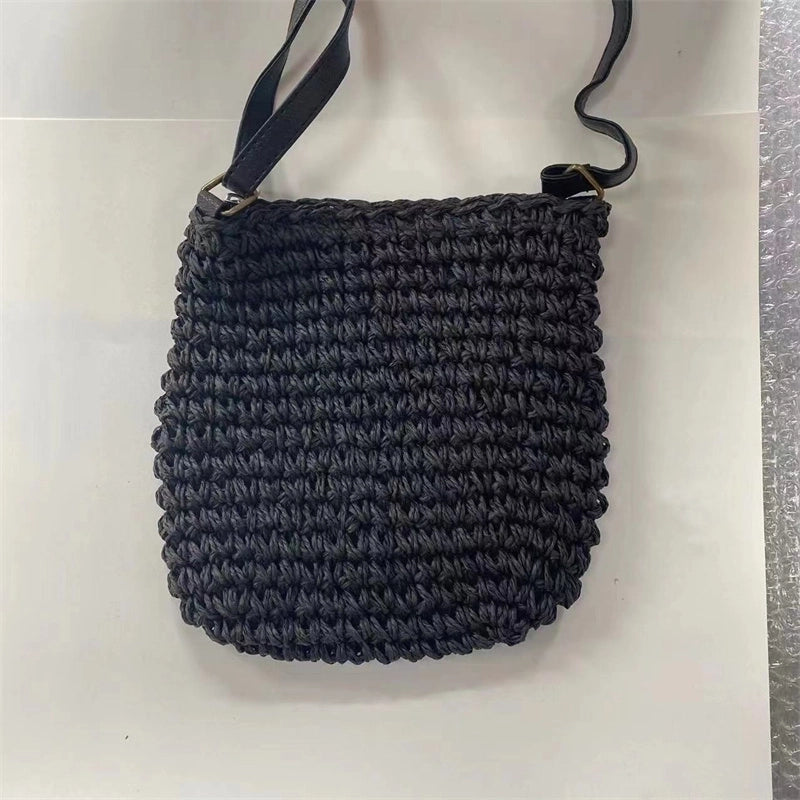 Women's Straw Solid Color Vintage Style Beach Square Hidden Buckle Handbag