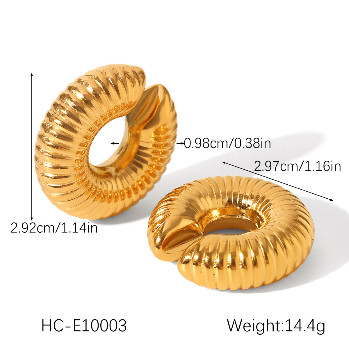C-Shaped Scale Texture Stainless Steel Ear Bone Clip Striped Hollow Ear Clip Personality Simple Titanium Steel Earrings