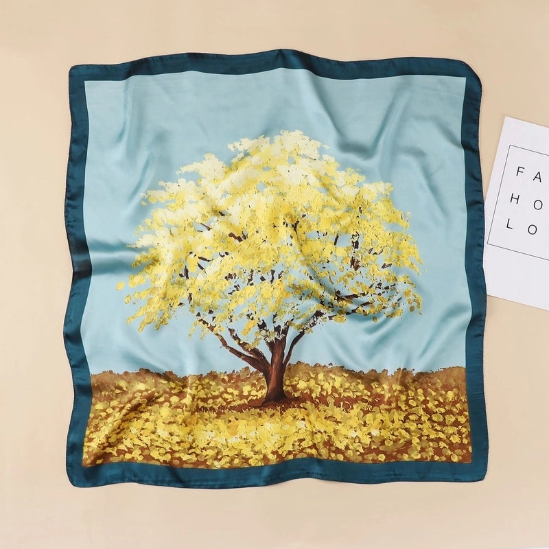 Women's Elegant Leopard Satin Silk Scarf Kerchief
