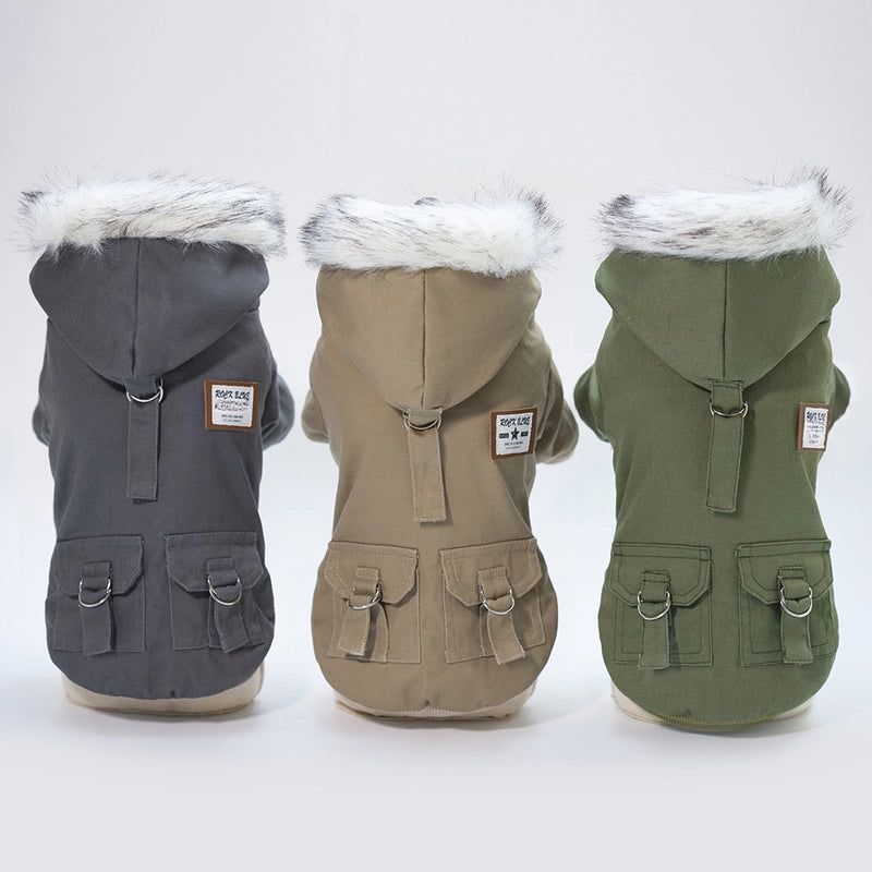 Autumn/winter Season Pet Clothes Dog Cotton Coat Fleece-lined Two-legged Dog Clothing Fashionable Pet Outfit