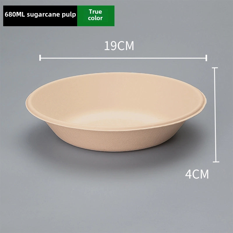 Disposable Paper Bowl Tableware Set Paper Bowl Commercial Household Bowl Degradable Whole Box Disposable Round Bowl