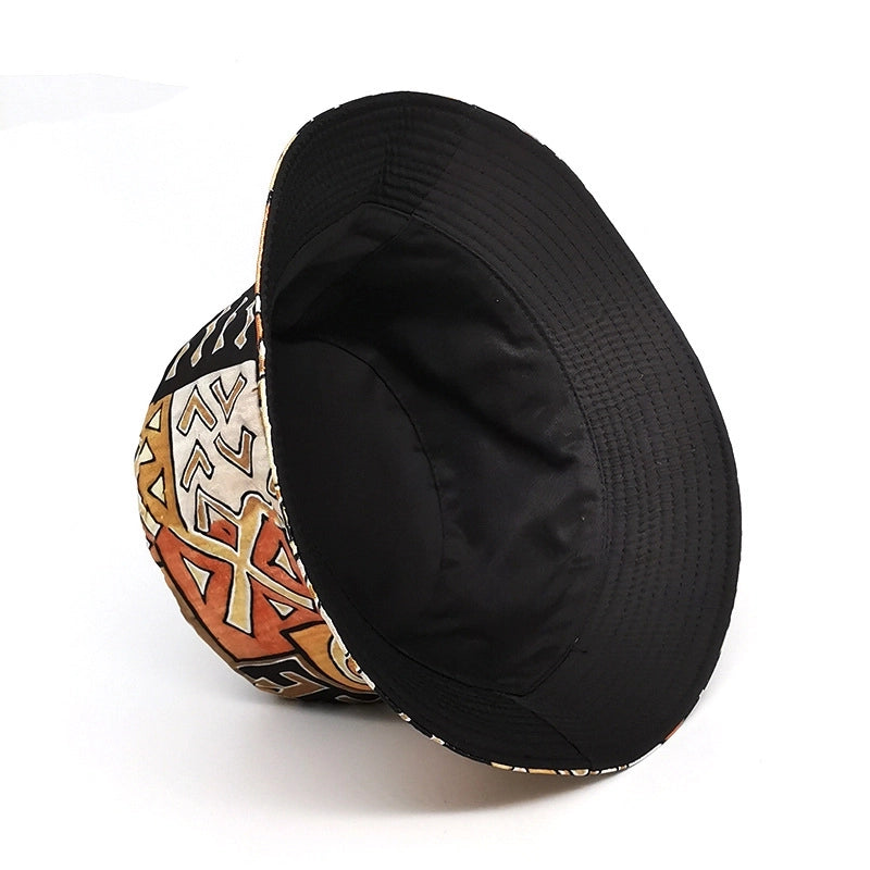 Unisex Retro Symbol Printing Wide Eaves Bucket Hat