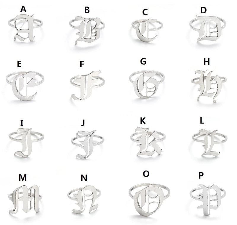 Retro Letter 201 Stainless Steel 18K Gold Plated Rings