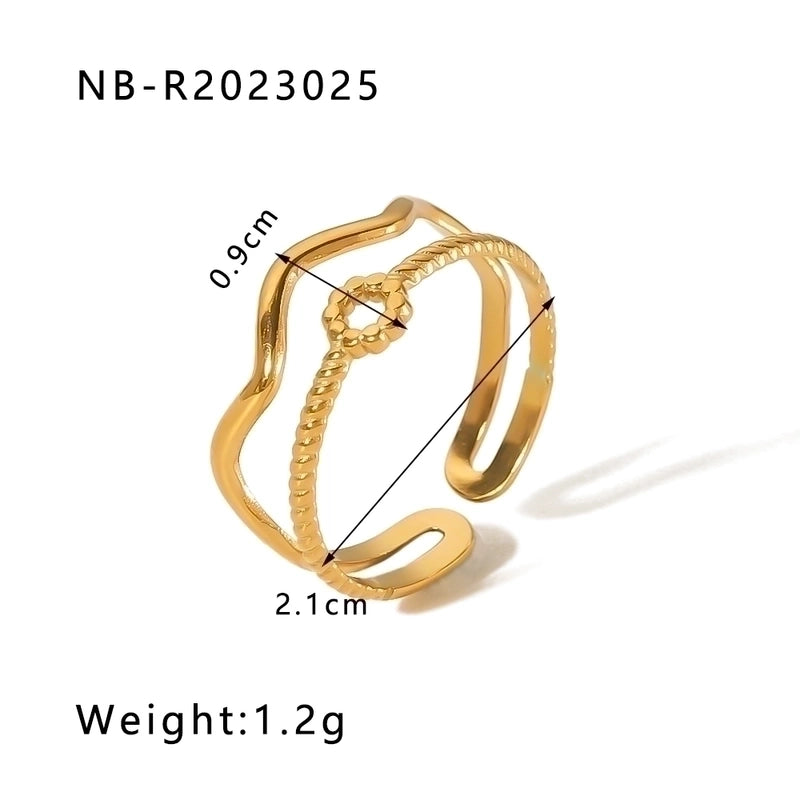 Stainless Steel 18K Gold Plated IG Style Basic Minimalist Plating Four Leaf Clover Heart Shape Flower Open Rings