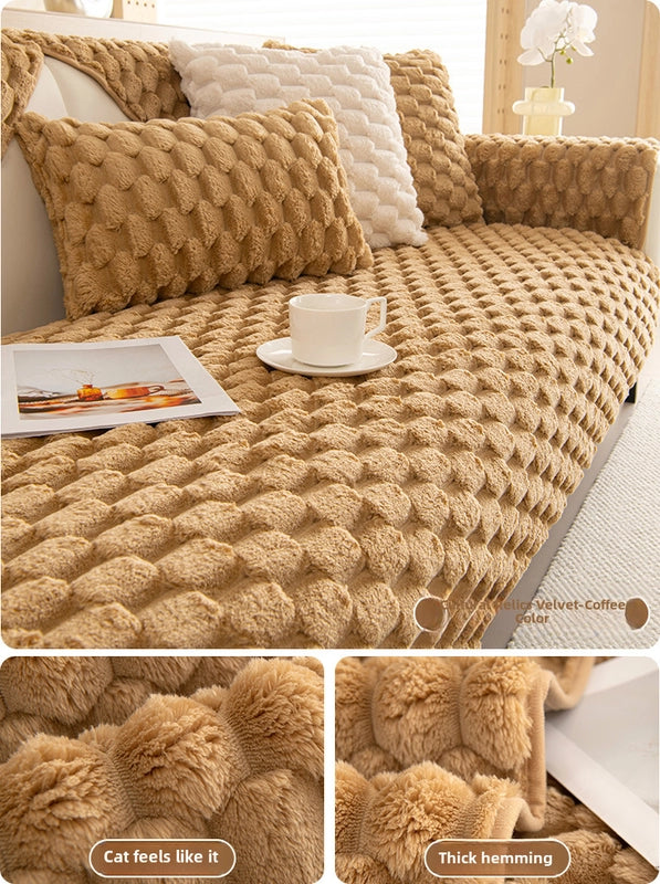 Winter Thick Warm Plush Sofa Cushion New  Simple Non-slip Cushion Winter Cover Cloth