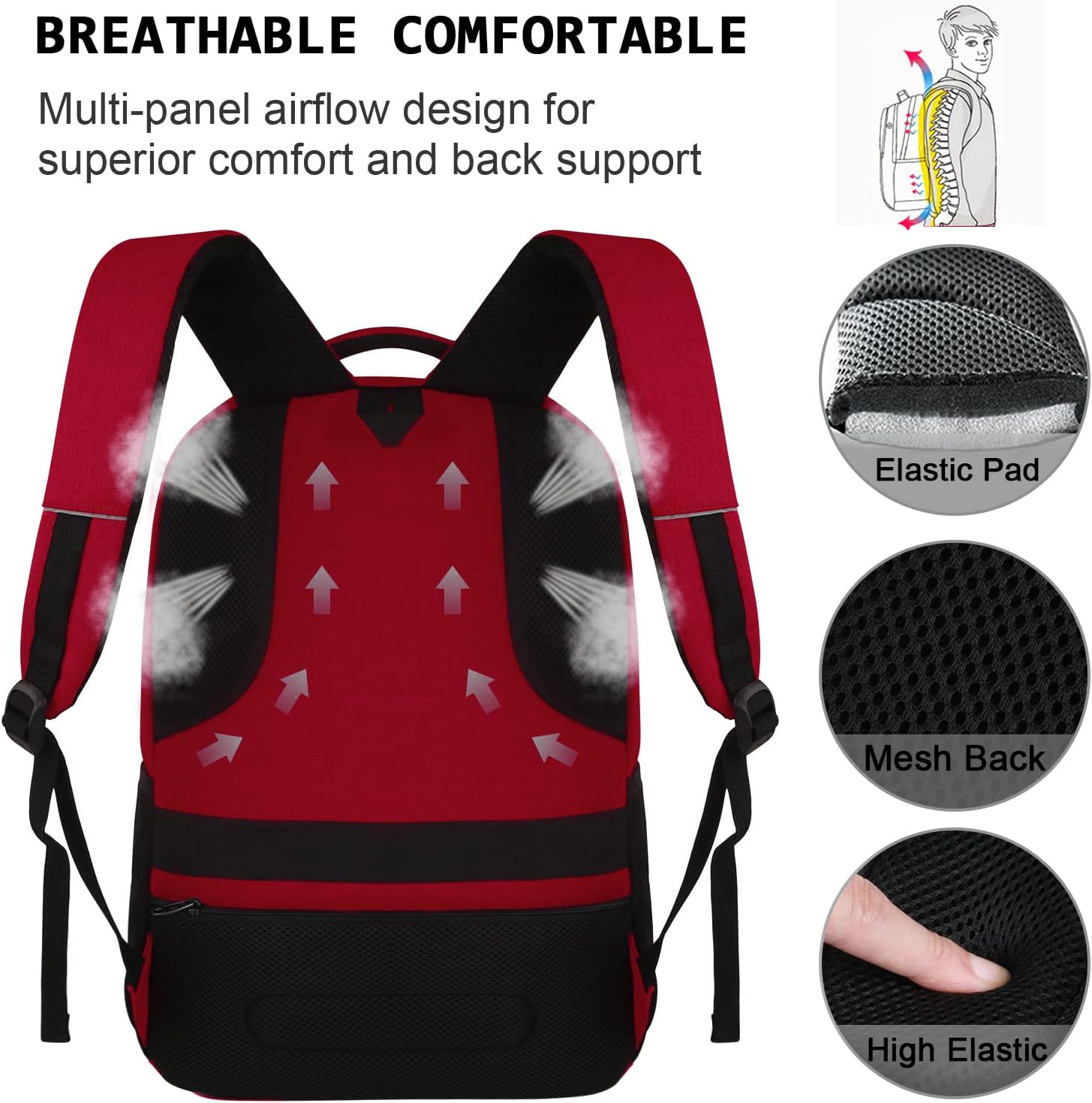 Laptop Backpack,Business Travel Anti Theft Slim Durable Laptops Backpack with USB Charging Port,Water Resistant College Computer Bag for Women & Men Fits 15.6 Inch Laptop and Notebook - Black