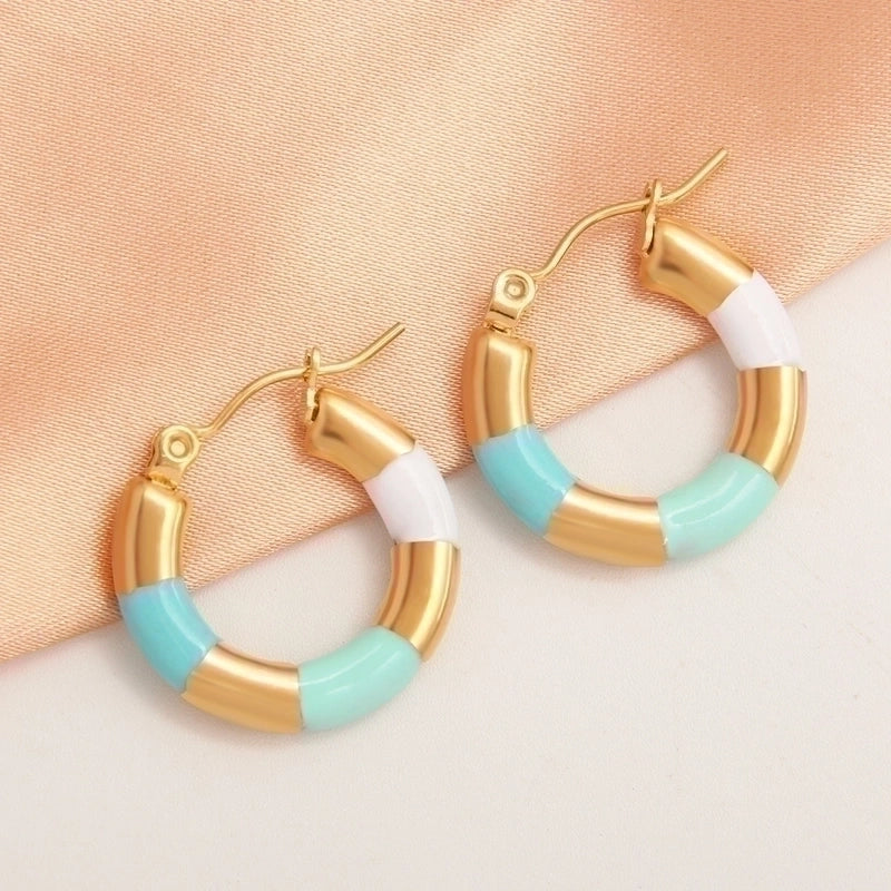 1 Pair IG Style Minimalist Round Plating 304 Stainless Steel Gold Plated Earrings