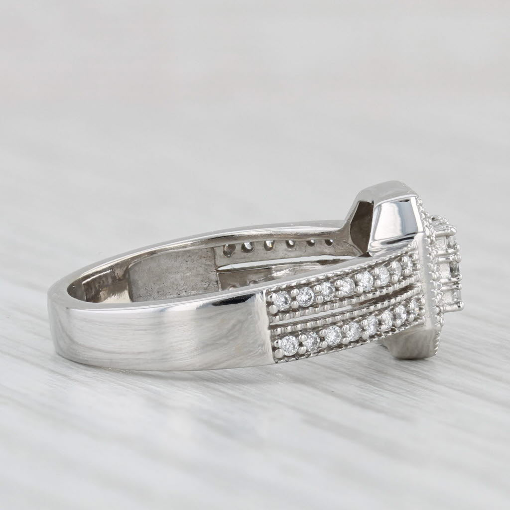 0.35ctw Diamond Pave 14k White Gold Square Halo Ring