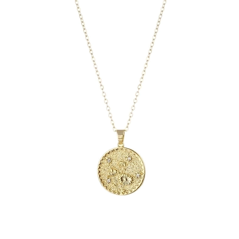 Stainless Steel Titanium Steel Fashion Inlay Plating Flower Chrysanthemum Lotus Zircon Pendant Necklace