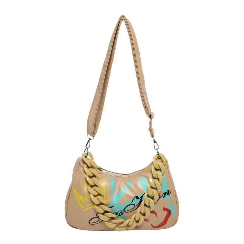 Women's Medium Pu Leather Letter Streetwear Zipper Underarm Bag