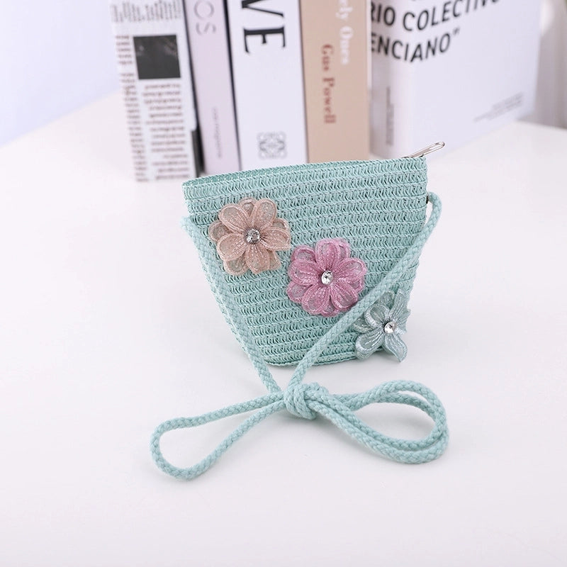 Fashion Flower Decoration Solid Color Children's Summer Beach Hat Sun Hat Straw Hat