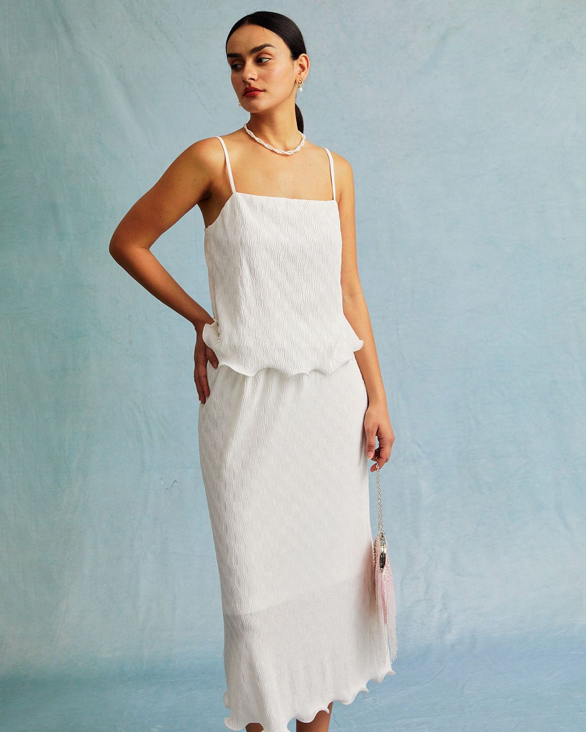 The White Water Ripple Textured Hem Cami Top