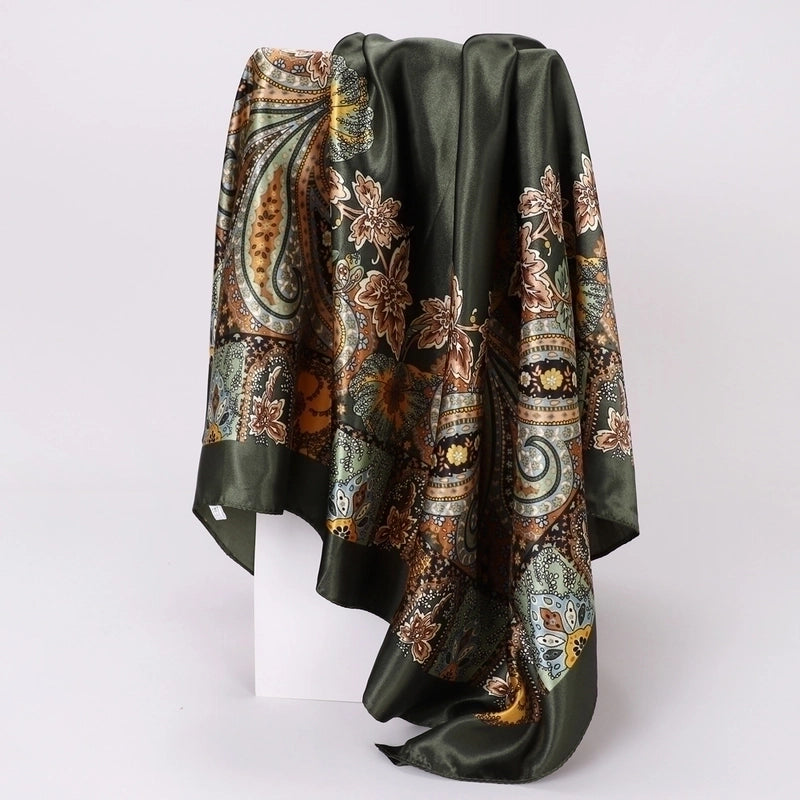 Women's Lady Monogram Satin Printing Silk Scarf