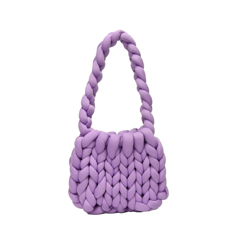 New Thick Ice Island Thread Woven Bag Diy Hand-woven Bag Filling Core Yarn Shoulder Bag