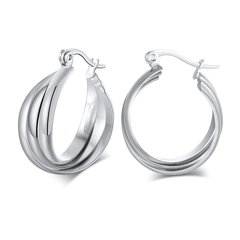 1 Pair Fashion Solid Color Plating 201 Stainless Steel 18K Gold Plated Earrings