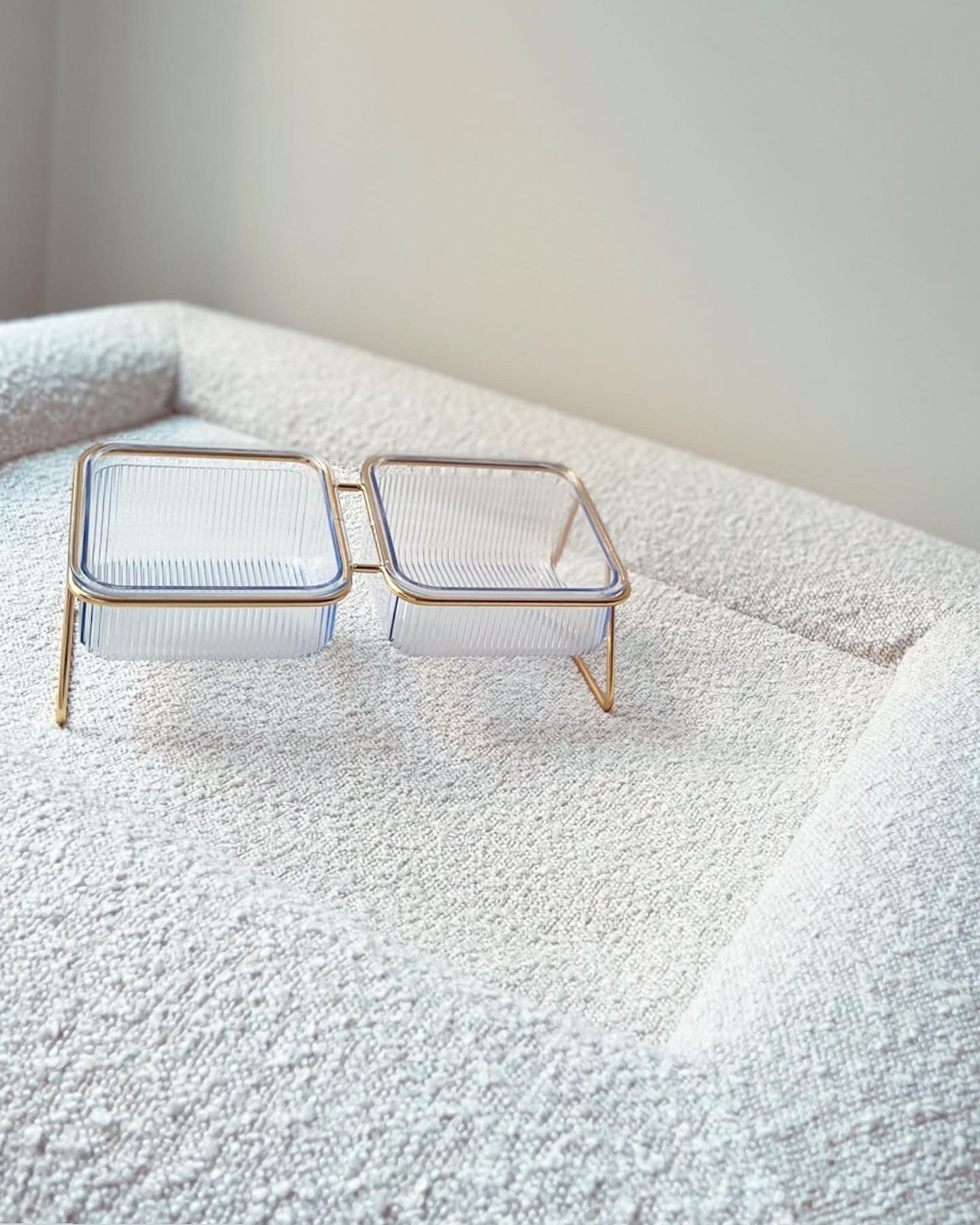 Eva Clear Double Pet Bowl in Gold