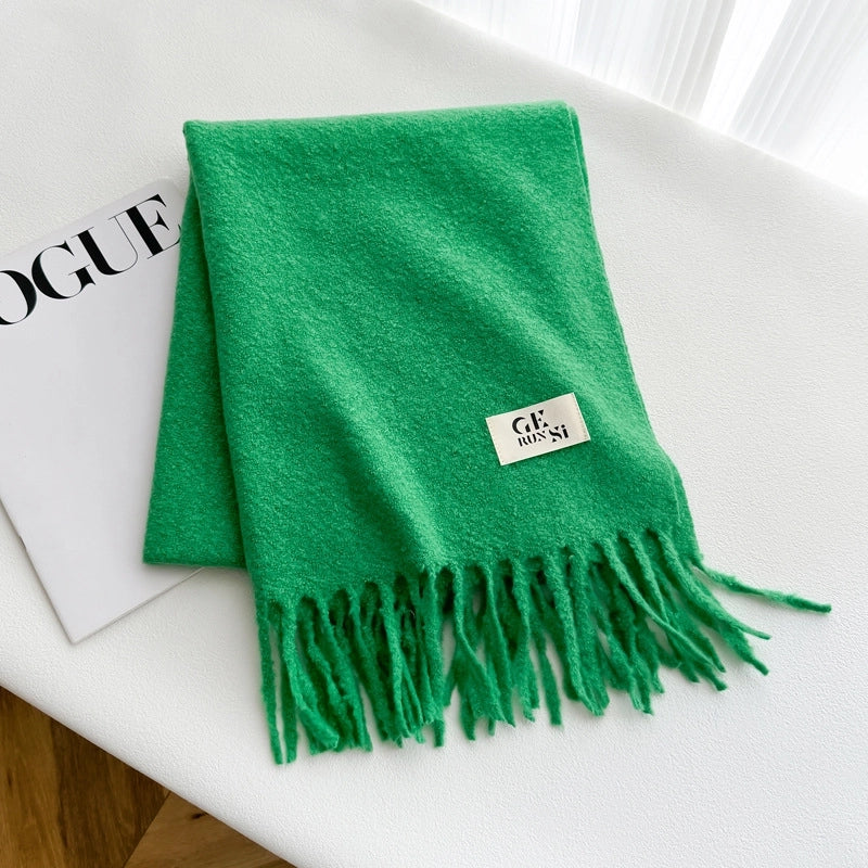 Women's Minimalist Solid Color Imitation Cashmere Tassel Scarf