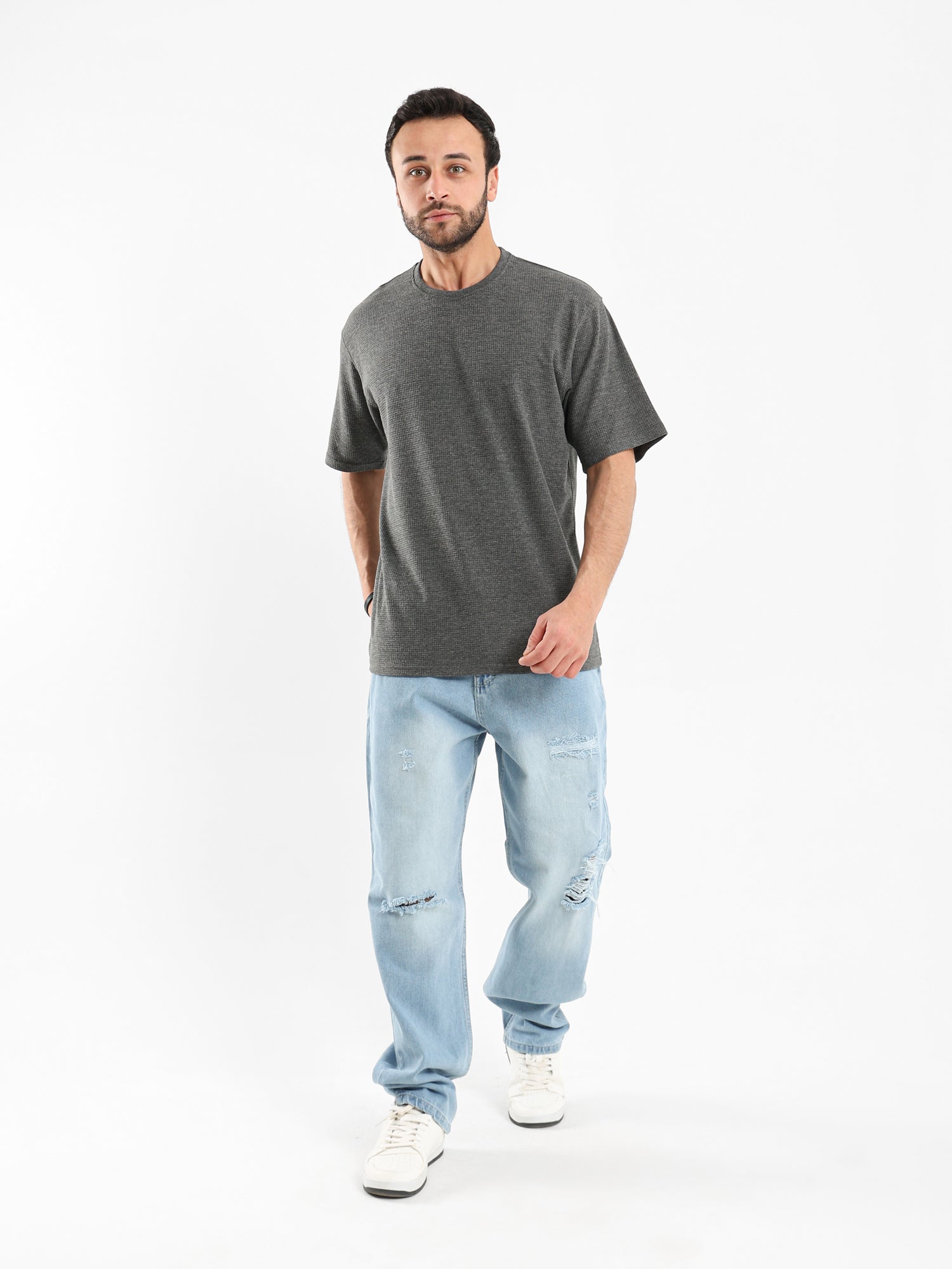 Waffle Knit Oversized T Shirt