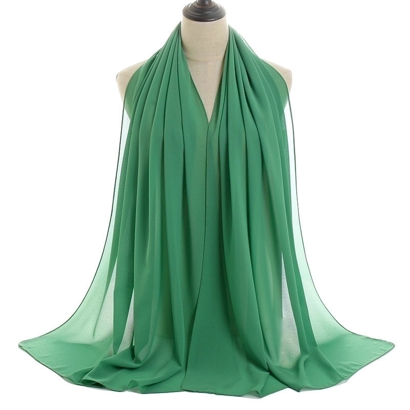 Women's Minimalist Solid Color Chiffon Cotton Linen Scarves