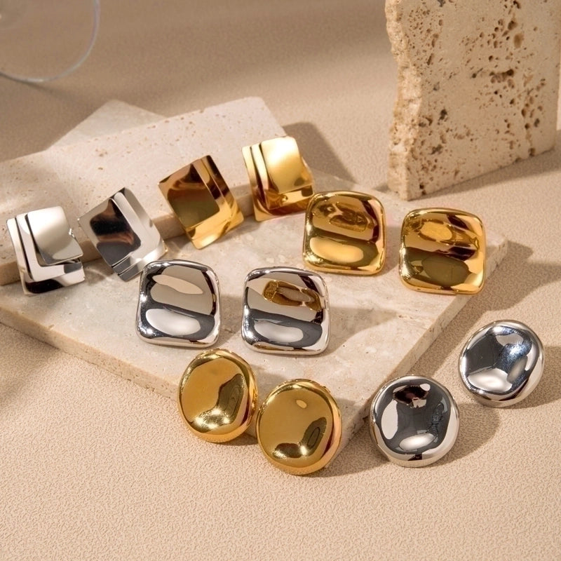1 Pair Minimalist Solid Color Heishi 304 Stainless Steel Ear Studs