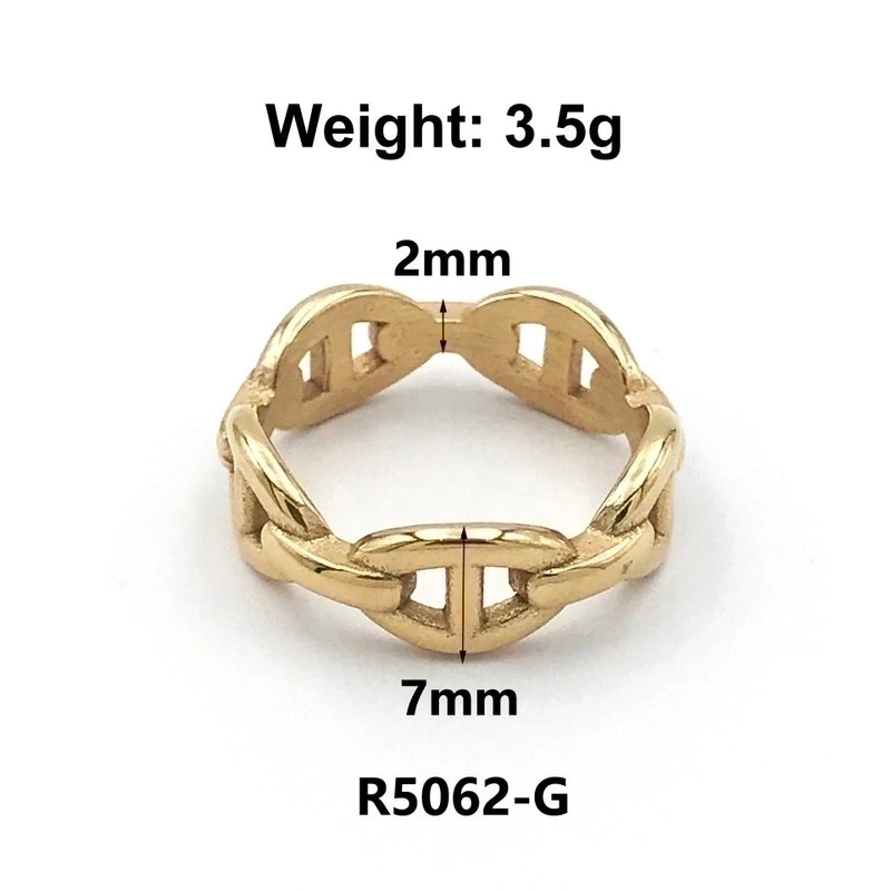 Fashion Solid Color 304 Stainless Steel Titanium Steel 18K Gold Plated Plating Rings