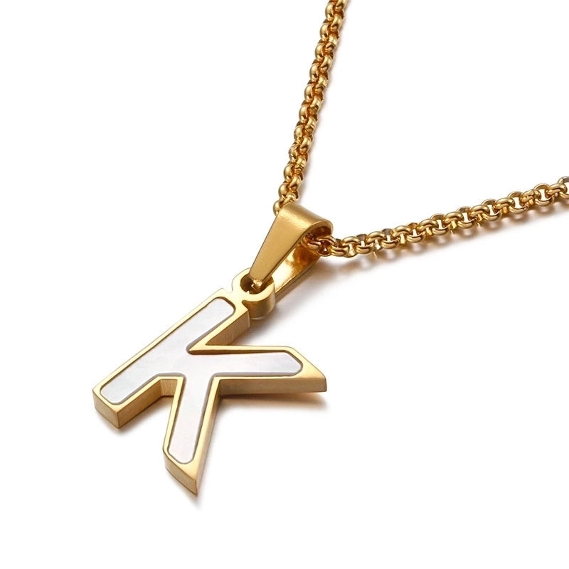 Simple Shell English Letter Titanium Steel Necklace