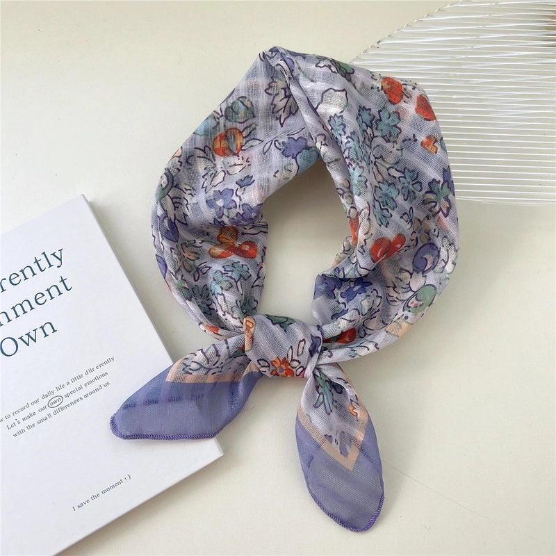 Women's Cartoon Style Cute Sweet Ditsy Floral Cotton And Linen Kerchief