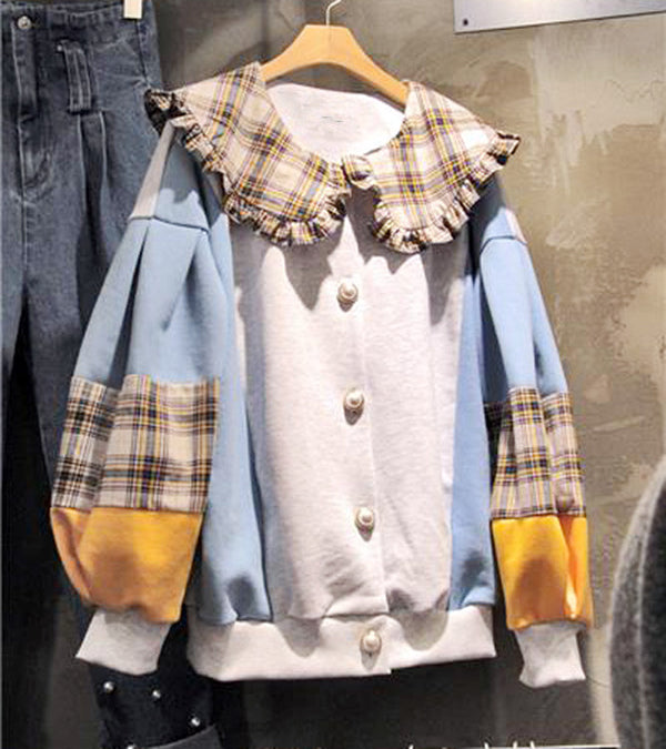 Ulzzang plaid sweatshirt KF9597