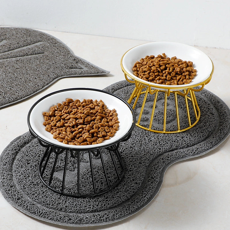 Pet Ceramic Bowl  Cat Bowl High-legged Ceramic Cat Food Bowl Snack Canned Plate Anti-cervical Spondylosis Anti-overturning Cat Food Basin