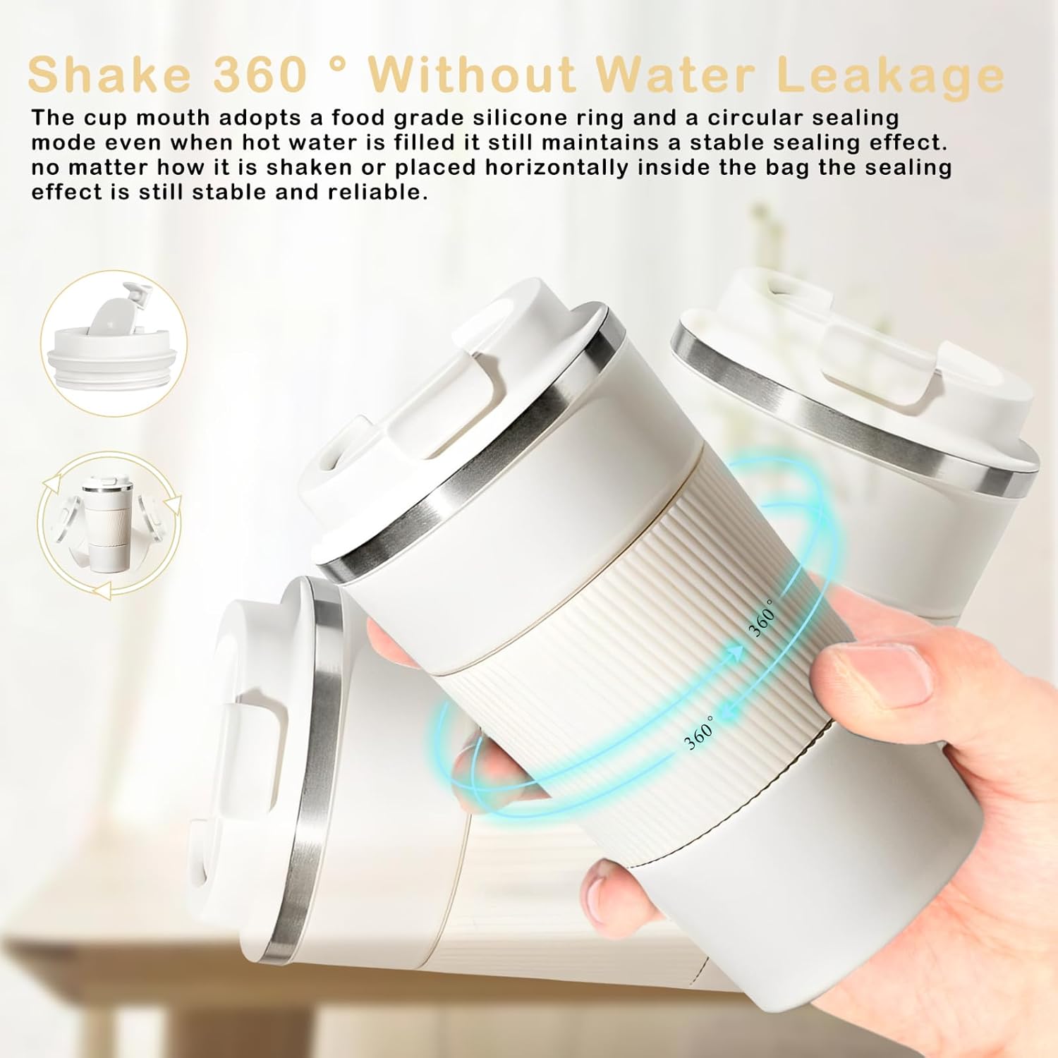 Senshuomy Travel Mug, Insulated Coffee Cup with Leakproof Lid, Reusable Coffee Cups Travel Cup, Stainless Steel thermaol Mug for Hot Cold Drinks (Green 380ml)