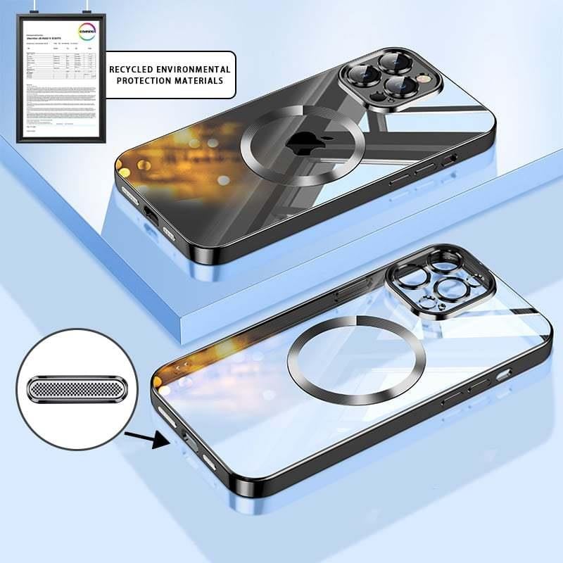 Magnetic Plating Transparent Soft Shell Case Cover For iPhone