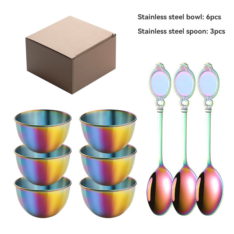 Stainless Steel Dip Small Bowl Golden Dip Sauce Bowl Seasoning Dish Sushi Dip Bowl Sauce Cup Jam Bowl With Spoon Set