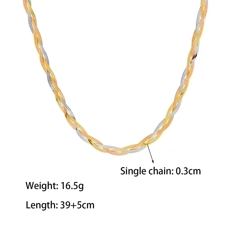 Commute Color Block Titanium Steel Plating 18k Gold Plated Bracelets Necklace