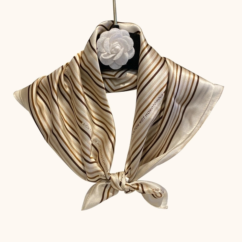 Women's Sweet Color Block Silk Printing Silk Scarf
