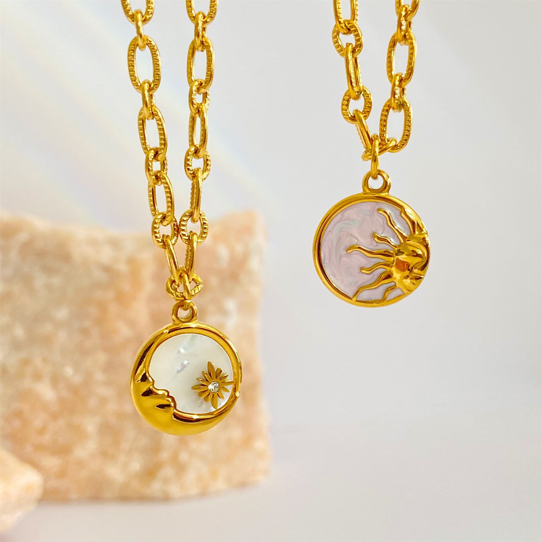 Geometric Titanium Steel Oil Dripping Necklaces