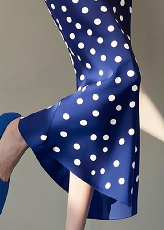 Slim Fit Blue Dot High Waist Cotton Skirt Spring