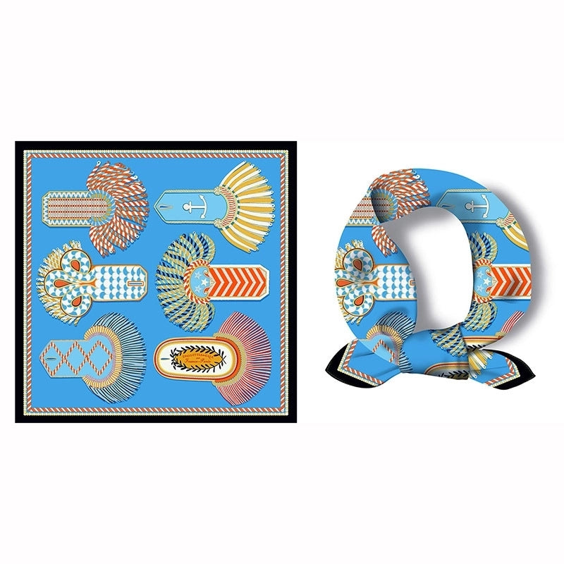 Women's Sweet Color Block Satin Printing Silk Scarf