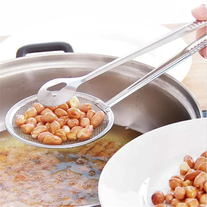 Frying Tong With Strainer Stainless Steel