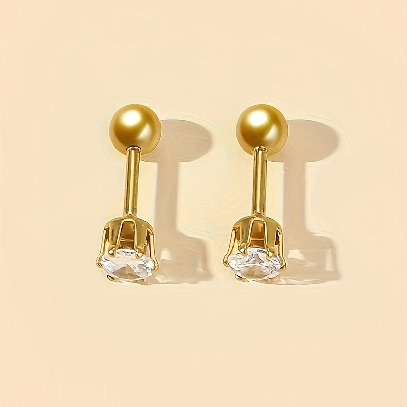 3 Pairs Minimalist Classic Style Geometric 304 Stainless Steel 18K Gold Plated Cartilage Earrings
