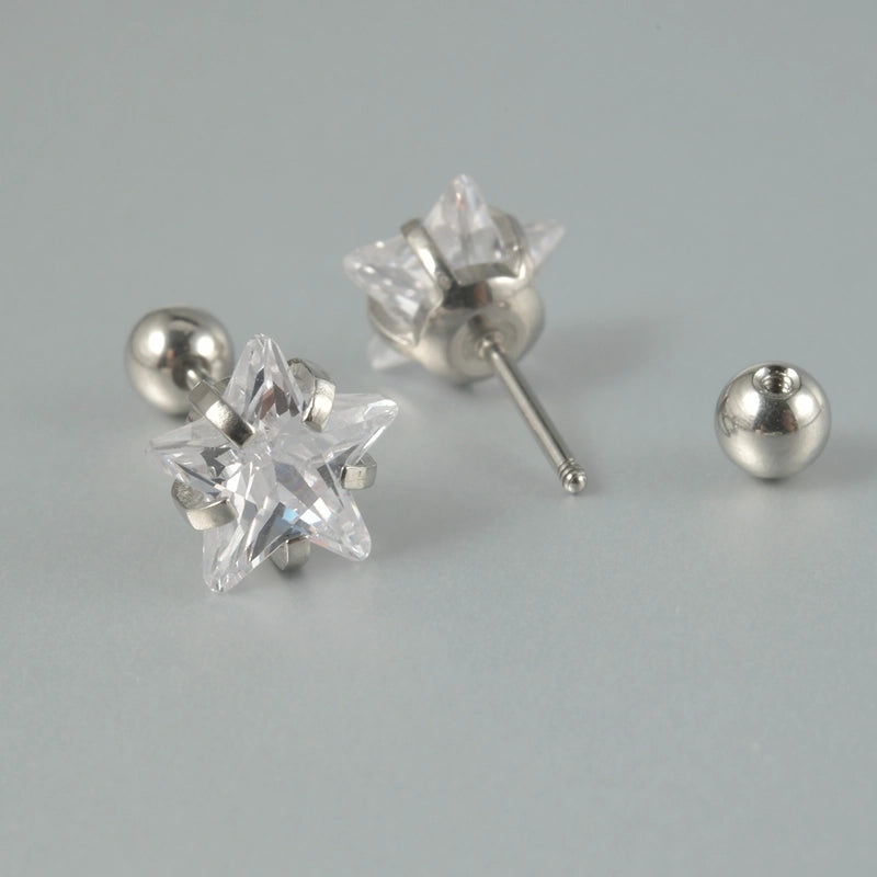 1 Piece Ear Cartilage Rings & Studs Casual Elegant Vacation Star 304 Stainless Steel Inlay Zircon 18K Gold Plated Lip Rings Ear Cartilage Rings & Studs