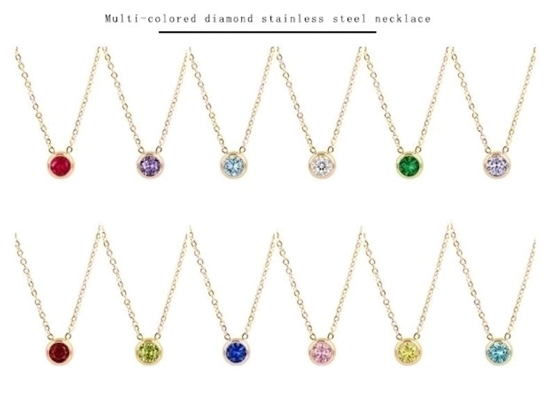 1 Piece Lady Round Stainless Steel Titanium Steel 18k Gold Plated Zircon Pendant Necklace