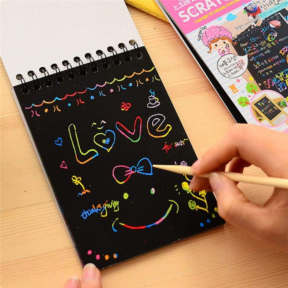 Nature Arts And Colors Magic Scratch Art Painting Book With Drawing Stick (Sketch Pad 6 Sheets)