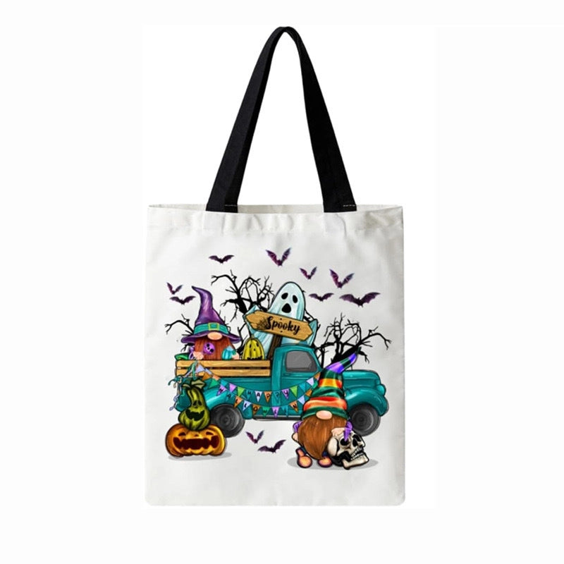 Halloween Unisex Medium Canvas Pumpkin Letter Streetwear Square Open Canvas Bag