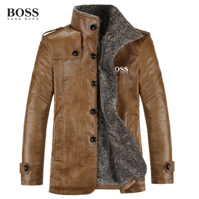 BOSS Fleece PU Leather Jacket