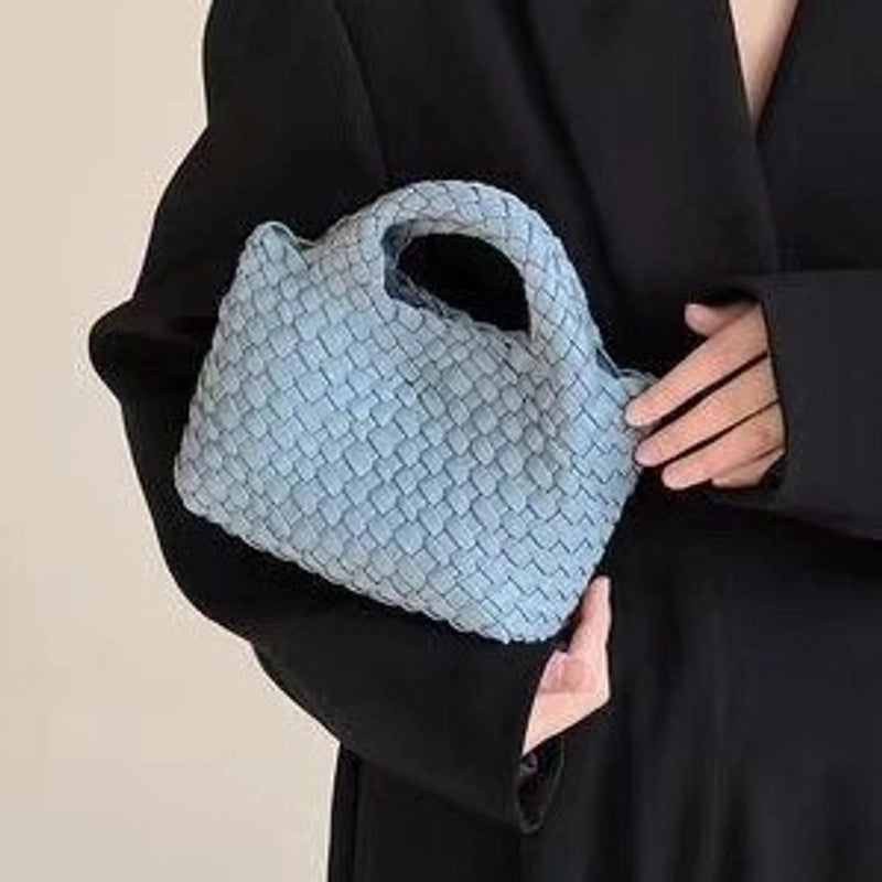 Women's Small Pu Leather Solid Color Streetwear Weave Square Open Crossbody Bag