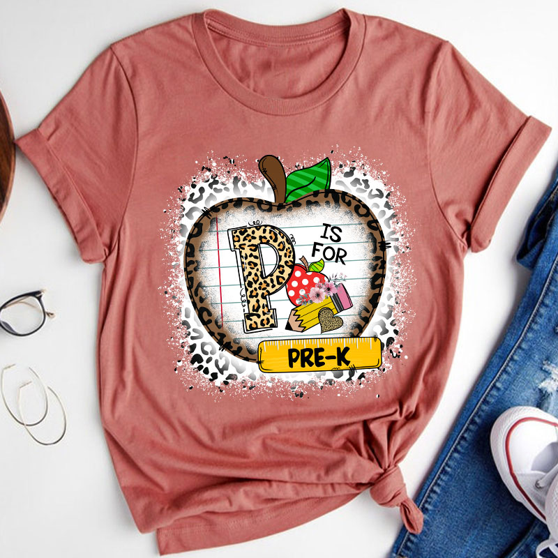 Personalized Leopard Apple Is For Grade Teacher T-Shirt