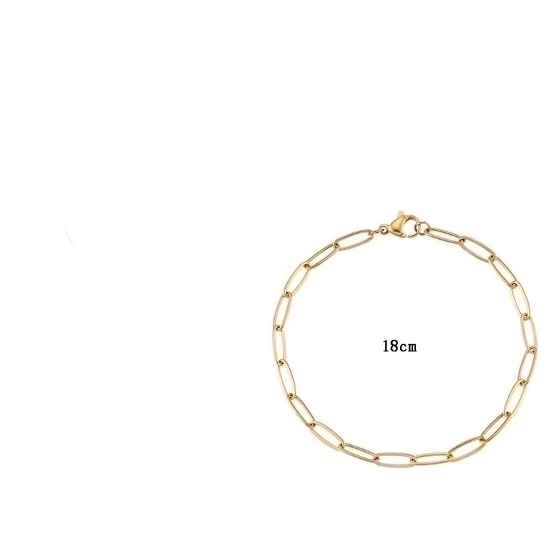 Minimalist Solid Color Stainless Steel 18k Gold Plated Bracelets Necklace