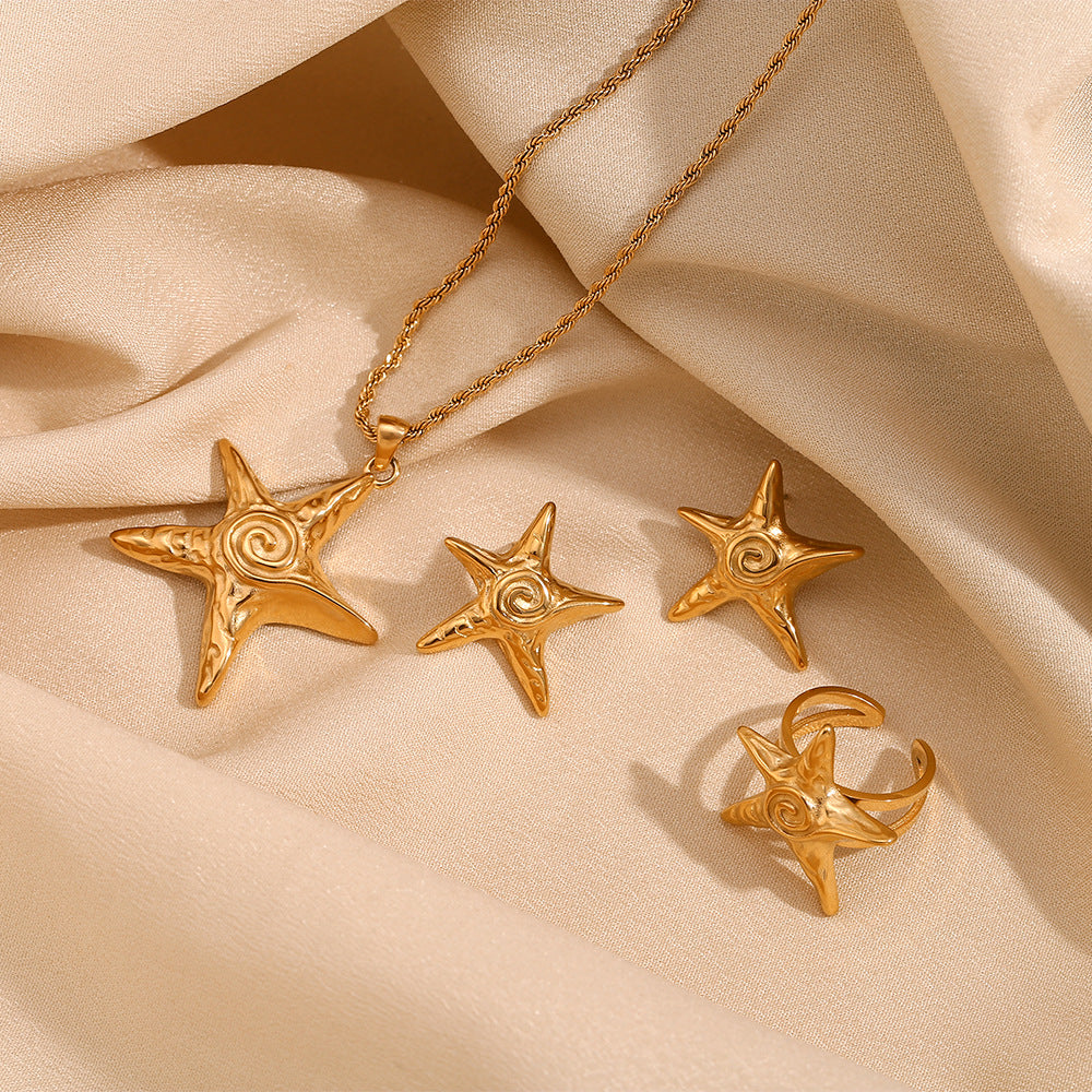 Fashion Starfish Star Stainless Steel Electroplating Necklaces