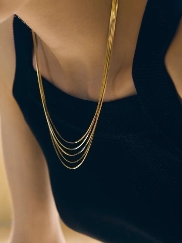 IG Style Basic Solid Color 304 Stainless Steel 18K Gold Plated Plating Stainless Steel Necklaces
